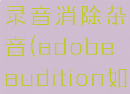 adobeaudition怎么录音消除杂音(adobeaudition如何消除杂音)