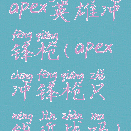 apex英雄冲锋枪(apex冲锋枪只能近战吗)