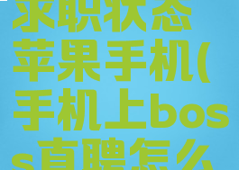 boss直聘怎么关闭求职状态苹果手机(手机上boss直聘怎么关闭求职状态)