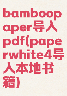 bamboopaper导入pdf(paperwhite4导入本地书籍)