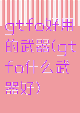 gtfo好用的武器(gtfo什么武器好)