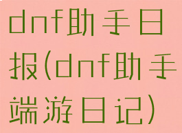 dnf助手日报(dnf助手端游日记)