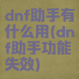 dnf助手有什么用(dnf助手功能失效)