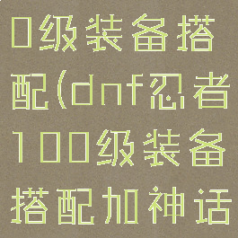 dnf忍者100级装备搭配(dnf忍者100级装备搭配加神话)