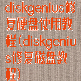 diskgenius修复硬盘使用教程(diskgenius修复磁盘教程)