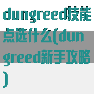 dungreed技能点选什么(dungreed新手攻略)