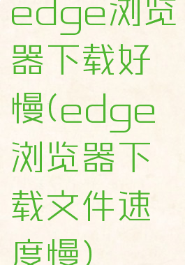 edge浏览器下载好慢(edge浏览器下载文件速度慢)