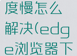 edge浏览器下载速度慢怎么解决(edge浏览器下载文件速度慢)