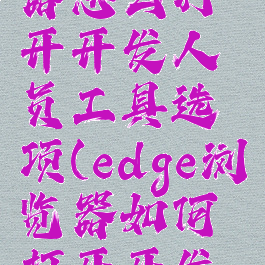 edge浏览器怎么打开开发人员工具选项(edge浏览器如何打开开发者模式)