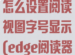 edge浏览器怎么设置阅读视图字号显示(edge阅读器)