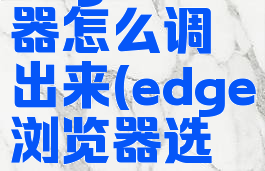 edge浏览器怎么调出来(edge浏览器选项在哪里)