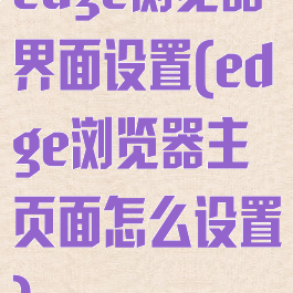 edge浏览器界面设置(edge浏览器主页面怎么设置)