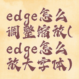 edge怎么调整缩放(edge怎么放大字体)