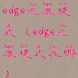 edge无痕模式(edge无痕模式在哪)