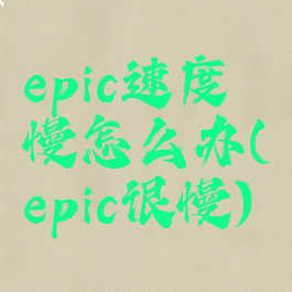 epic速度慢怎么办(epic很慢)