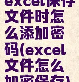 excel保存文件时怎么添加密码(excel文件怎么加密保存)