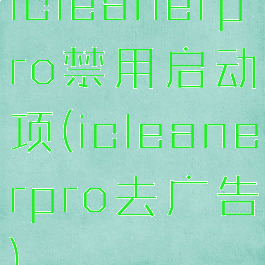 icleanerpro禁用启动项(icleanerpro去广告)