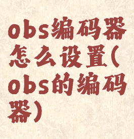 obs编码器怎么设置(obs的编码器)