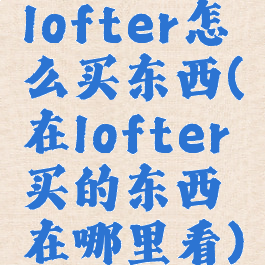 lofter怎么买东西(在lofter买的东西在哪里看)