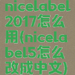 nicelabel2017怎么用(nicelabel5怎么改成中文)