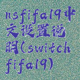 nsfifa19中文设置说明(switchfifa19)