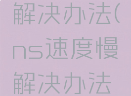 ns速度慢解决办法(ns速度慢解决办法是什么)