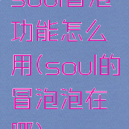 soul冒泡功能怎么用(soul的冒泡泡在哪)