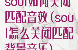 soul如何关闭匹配音效(soul怎么关闭匹配背景音乐)