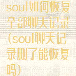 soul如何恢复全部聊天记录(soul聊天记录删了能恢复吗)