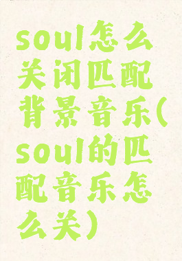 soul怎么关闭匹配背景音乐(soul的匹配音乐怎么关)