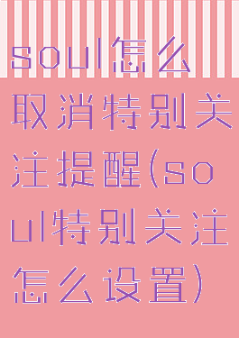 soul怎么取消特别关注提醒(soul特别关注怎么设置)