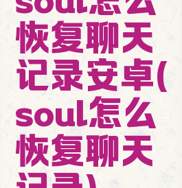 soul怎么恢复聊天记录安卓(soul怎么恢复聊天记录)