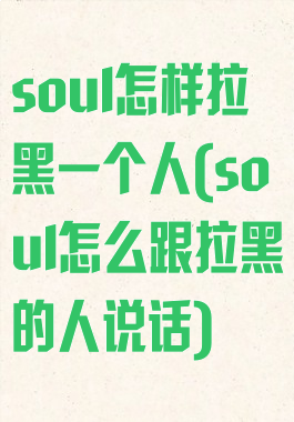 soul怎样拉黑一个人(soul怎么跟拉黑的人说话)