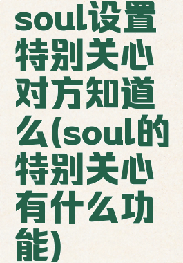 soul设置特别关心对方知道么(soul的特别关心有什么功能)