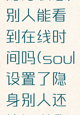 soul设置隐身状态,别人能看到在线时间吗(soul设置了隐身别人还能知道我看他吗)