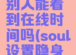 soul设置隐身状态,别人能看到在线时间吗(soul设置隐身后会再相遇吗)