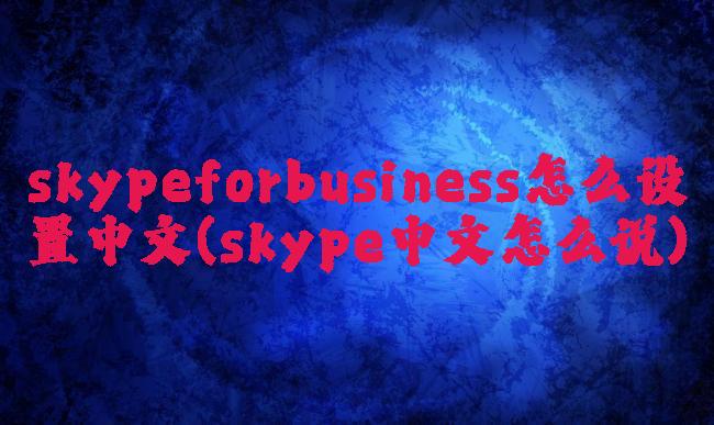 skypeforbusiness怎么设置中文(skype中文怎么说)