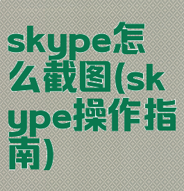 skype怎么截图(skype操作指南)