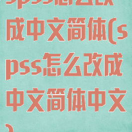 spss怎么改成中文简体(spss怎么改成中文简体中文)