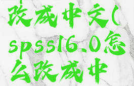 spss17怎么改成中文(spss16.0怎么改成中文)