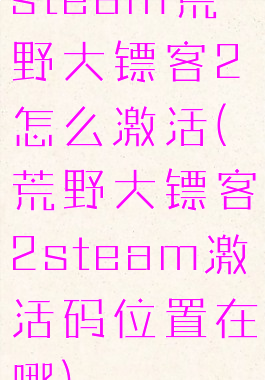 steam荒野大镖客2怎么激活(荒野大镖客2steam激活码位置在哪)