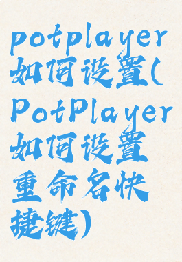 potplayer如何设置(PotPlayer如何设置重命名快捷键)