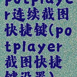 potplayer连续截图快捷键(potplayer截图快捷键设置)