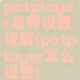 potplayer音频设置详解(potplayer怎么设置)