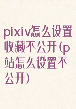 pixiv怎么设置收藏不公开(p站怎么设置不公开)