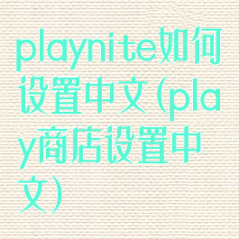 playnite如何设置中文(play商店设置中文)