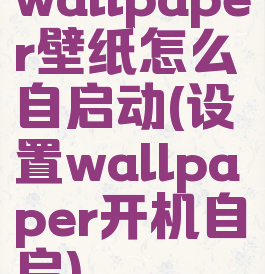 wallpaper壁纸怎么自启动(设置wallpaper开机自启)