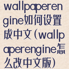 wallpaperengine如何设置成中文(wallpaperengine怎么改中文版)