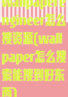 wallpaperengineer怎么搜资源(wallpaper怎么搜索能搜到好东西)