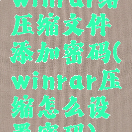 winrar给压缩文件添加密码(winrar压缩怎么设置密码)